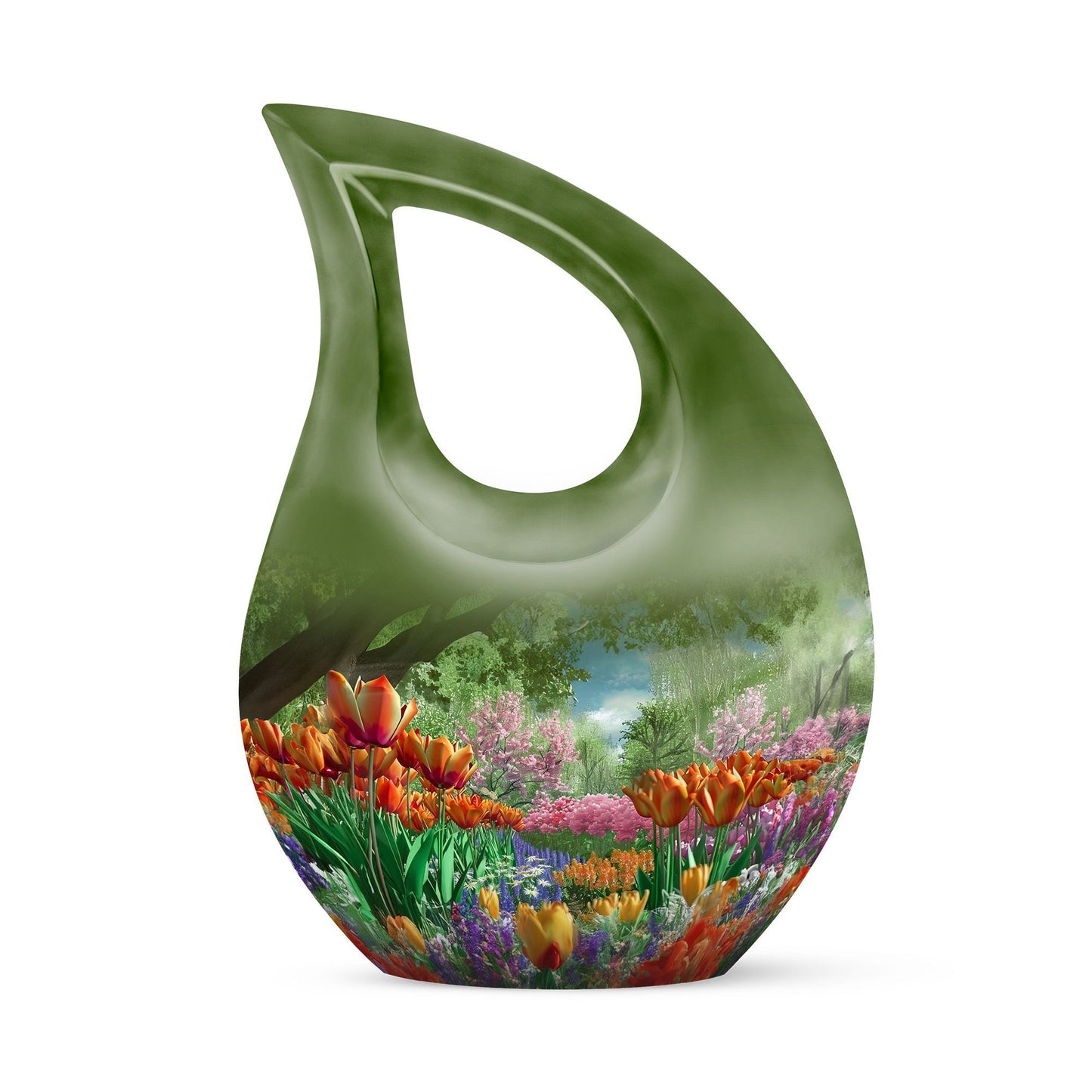 10-inch Flower-Themed Cross Drop Memorial Urn,