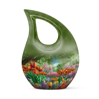 10-inch Flower-Themed Cross Drop Memorial Urn,