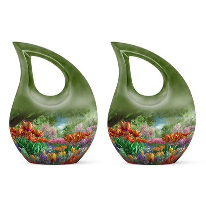 10-inch Flower-Themed Cross Drop Memorial Urn,
