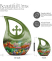10-inch Flower-Themed Cross Drop Memorial Urn,