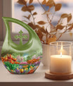 10-inch Flower-Themed Cross Drop Memorial Urn,