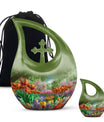 10-inch Flower-Themed Cross Drop Memorial Urn,