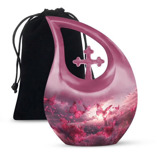 Pink Butterfly 10-inch Custom Mom Urn