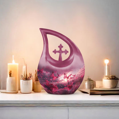 Pink Butterfly 10-inch Custom Mom Urn