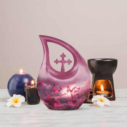 Pink Butterfly 10-inch Custom Mom Urn