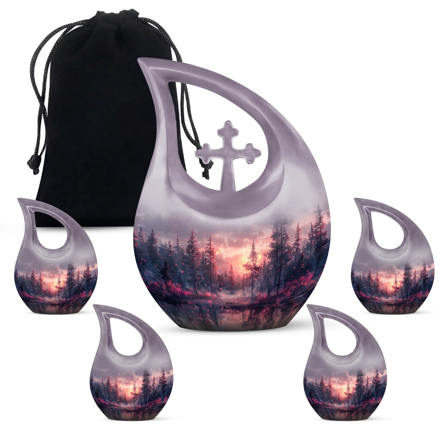 10-inch Pink Butterfly Cross Drop urn,