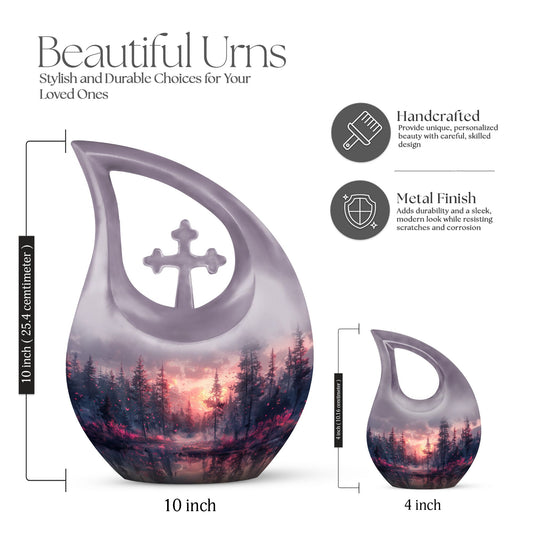10-inch Pink Butterfly Cross Drop urn,