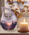 10-inch Pink Butterfly Cross Drop urn,