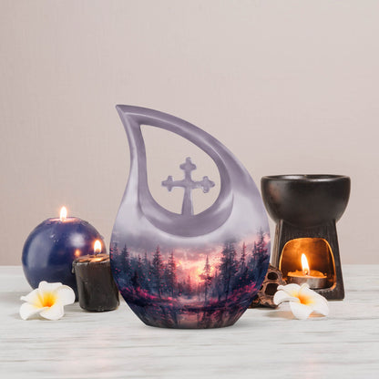 10-inch Pink Butterfly Cross Drop urn,