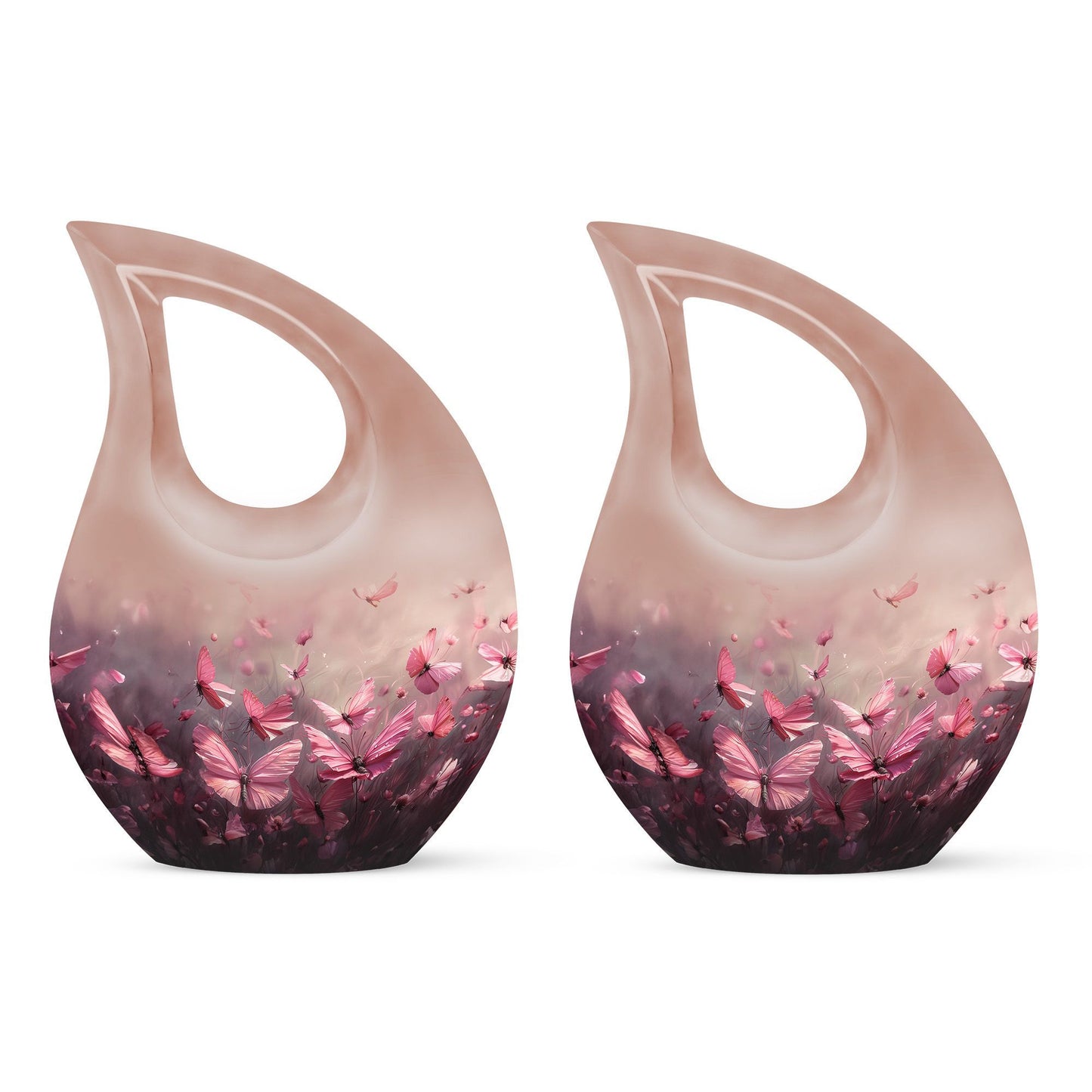 Pink Butterfly Cross Drop 10-Inch Large Urn