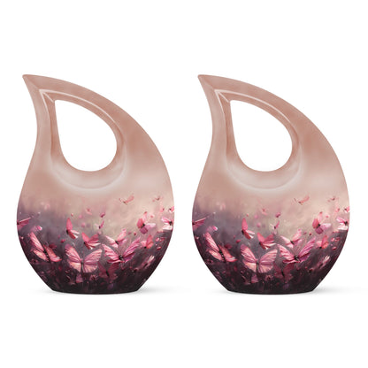 Pink Butterfly Cross Drop 10-Inch Large Urn