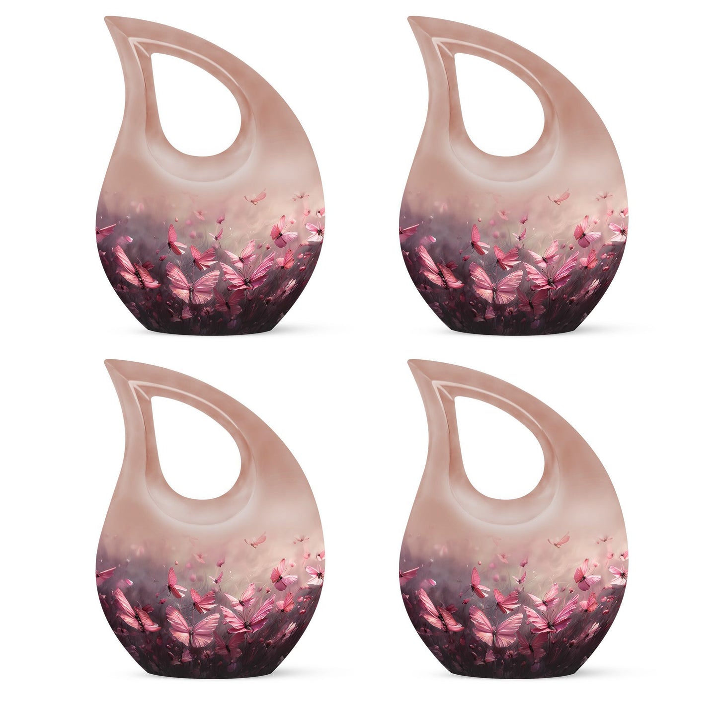 Pink Butterfly Cross Drop 10-Inch Large Urn