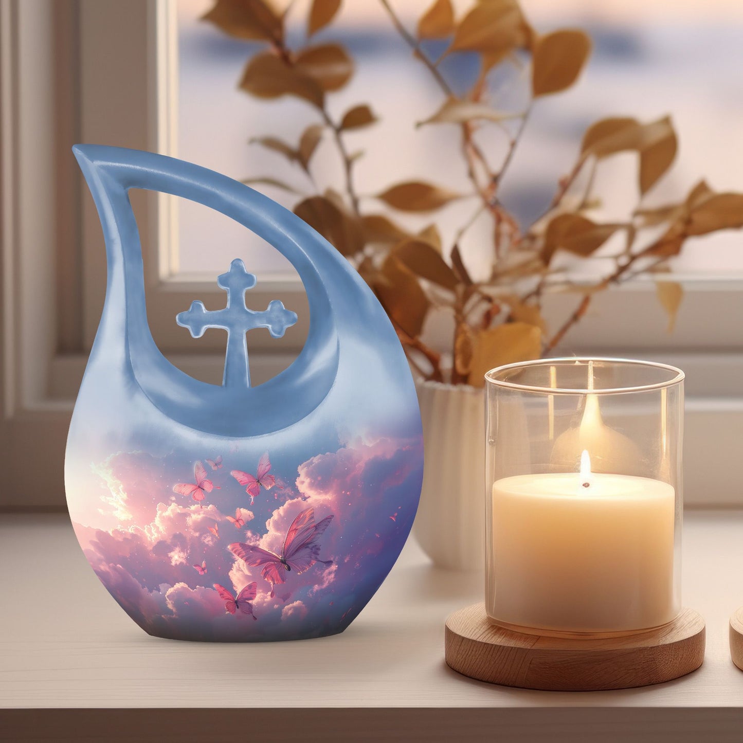 Pink Butterfly Urn
