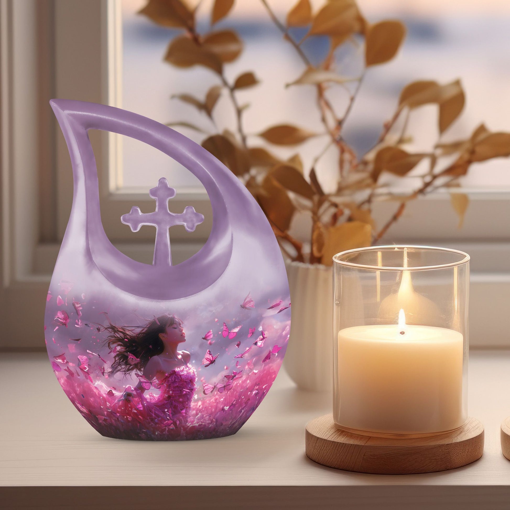Pink Butterfly Urn