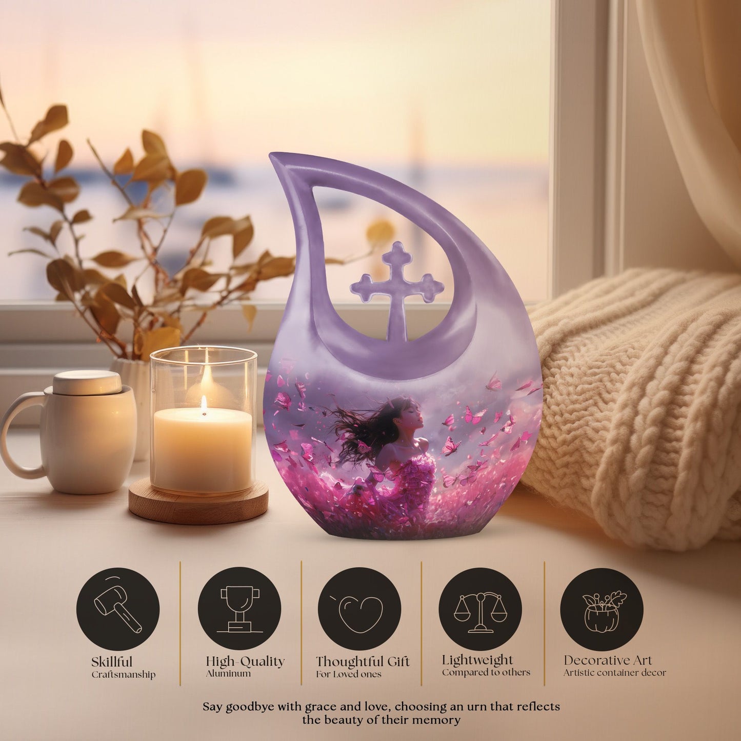 Pink Butterfly Urn