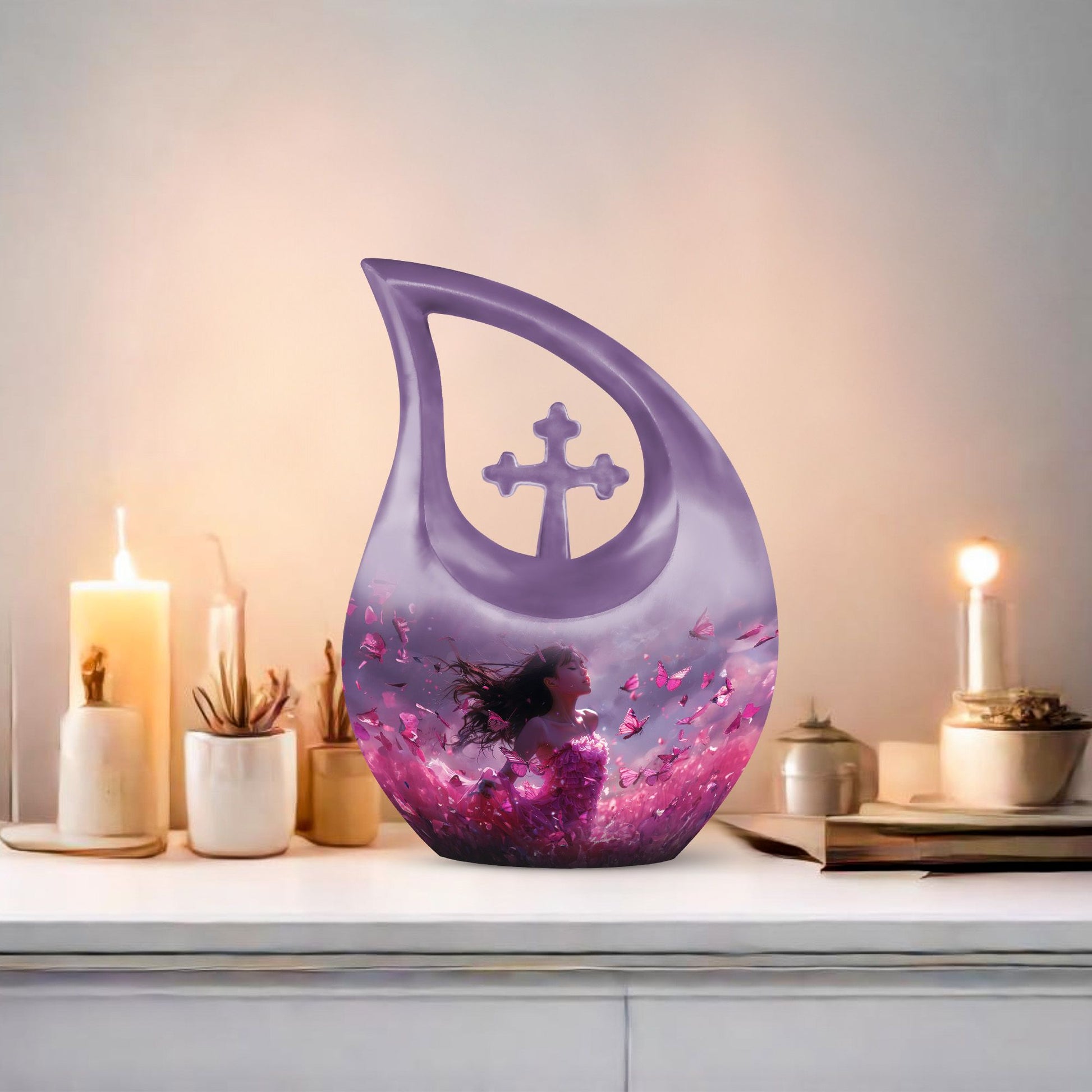 Pink Butterfly Urn
