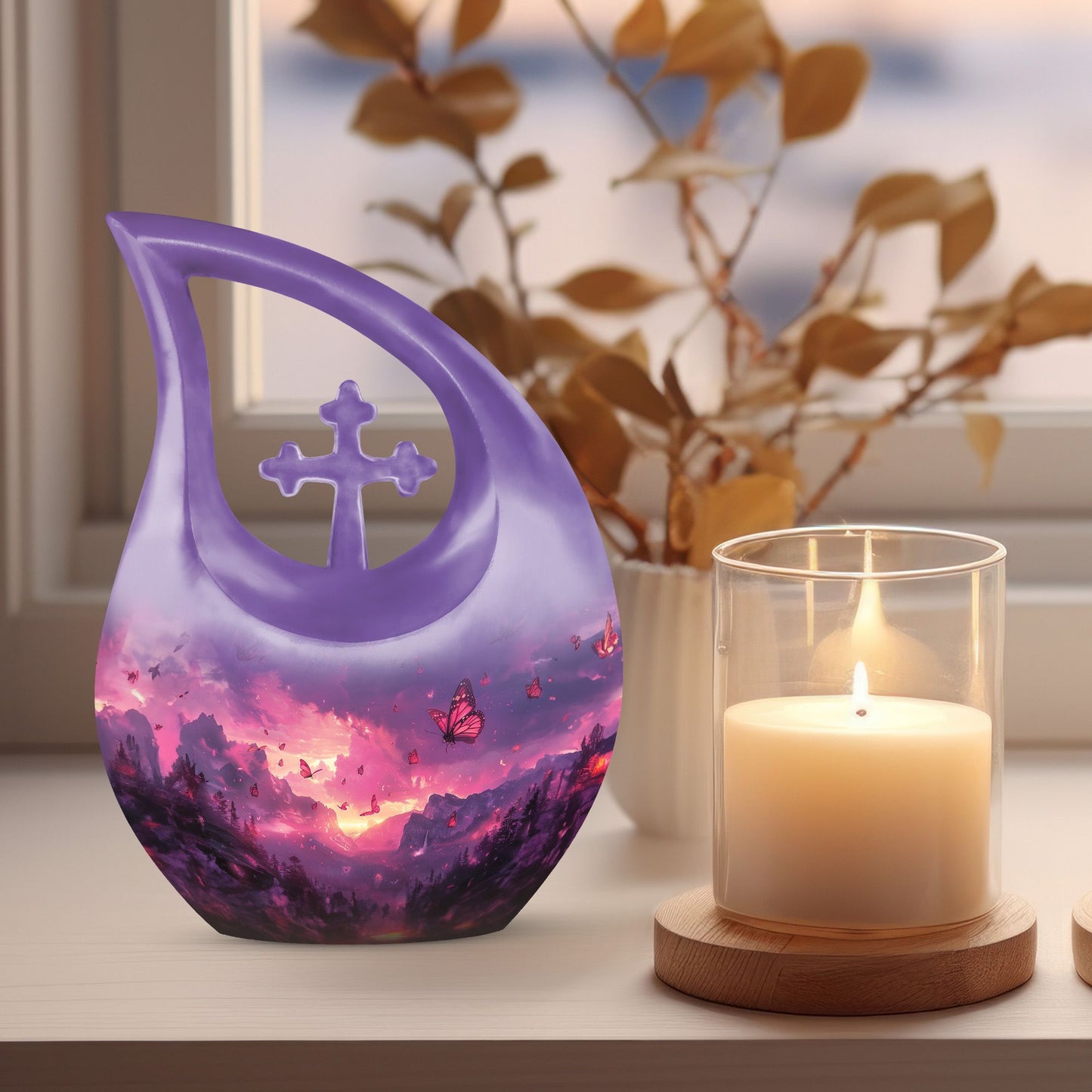 Pink Butterfly Urn