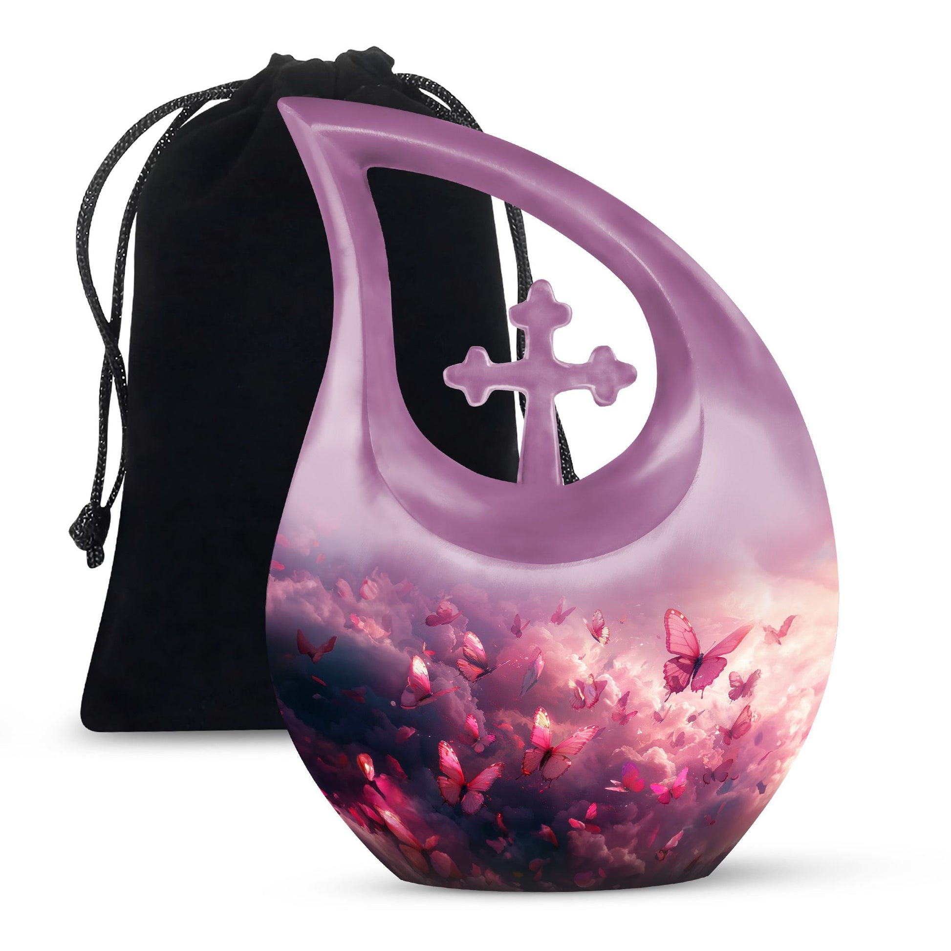 Medium-sized Pink Butterfly Urn