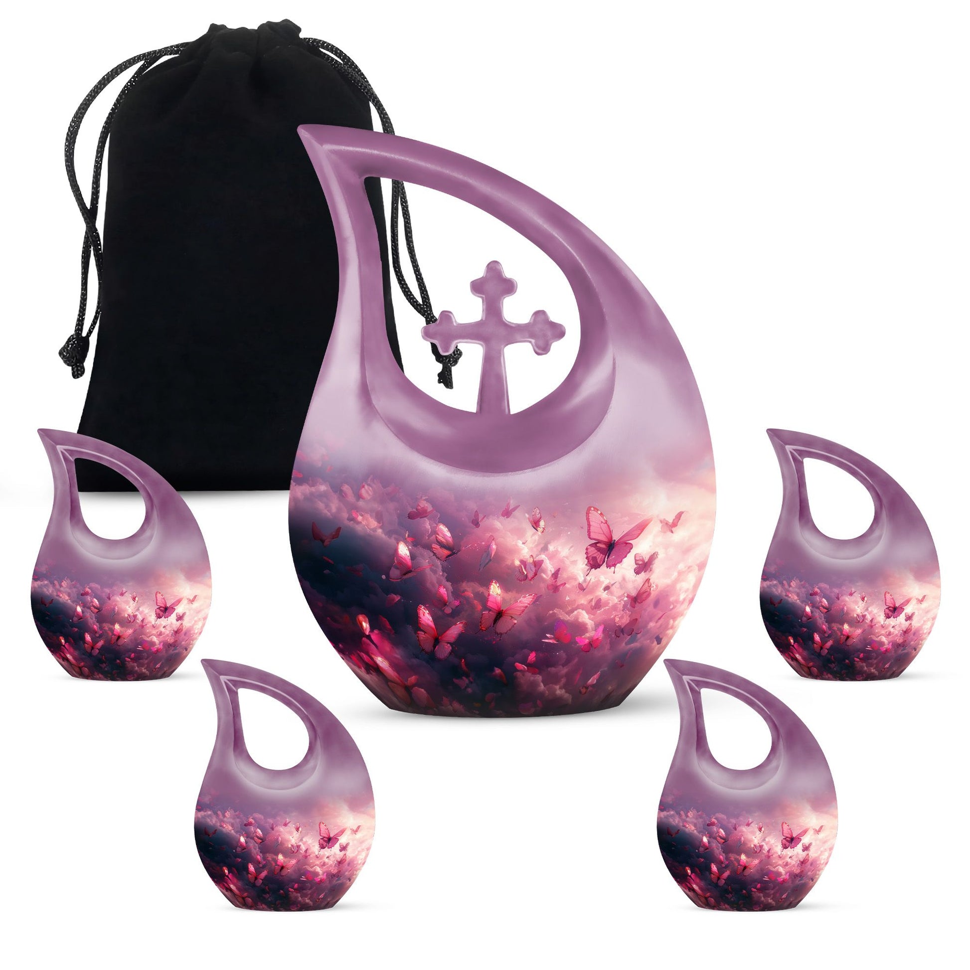 Medium-sized Pink Butterfly Urn