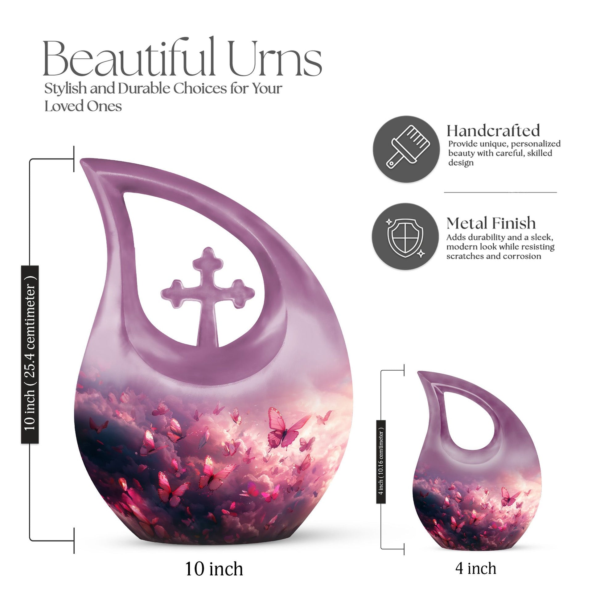 Medium-sized Pink Butterfly Urn