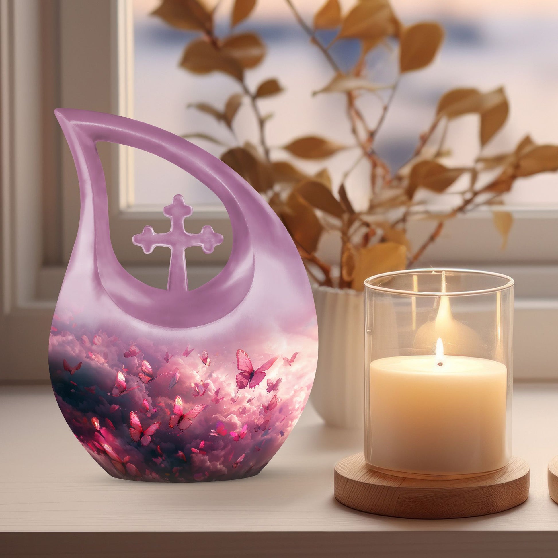 Medium-sized Pink Butterfly Urn