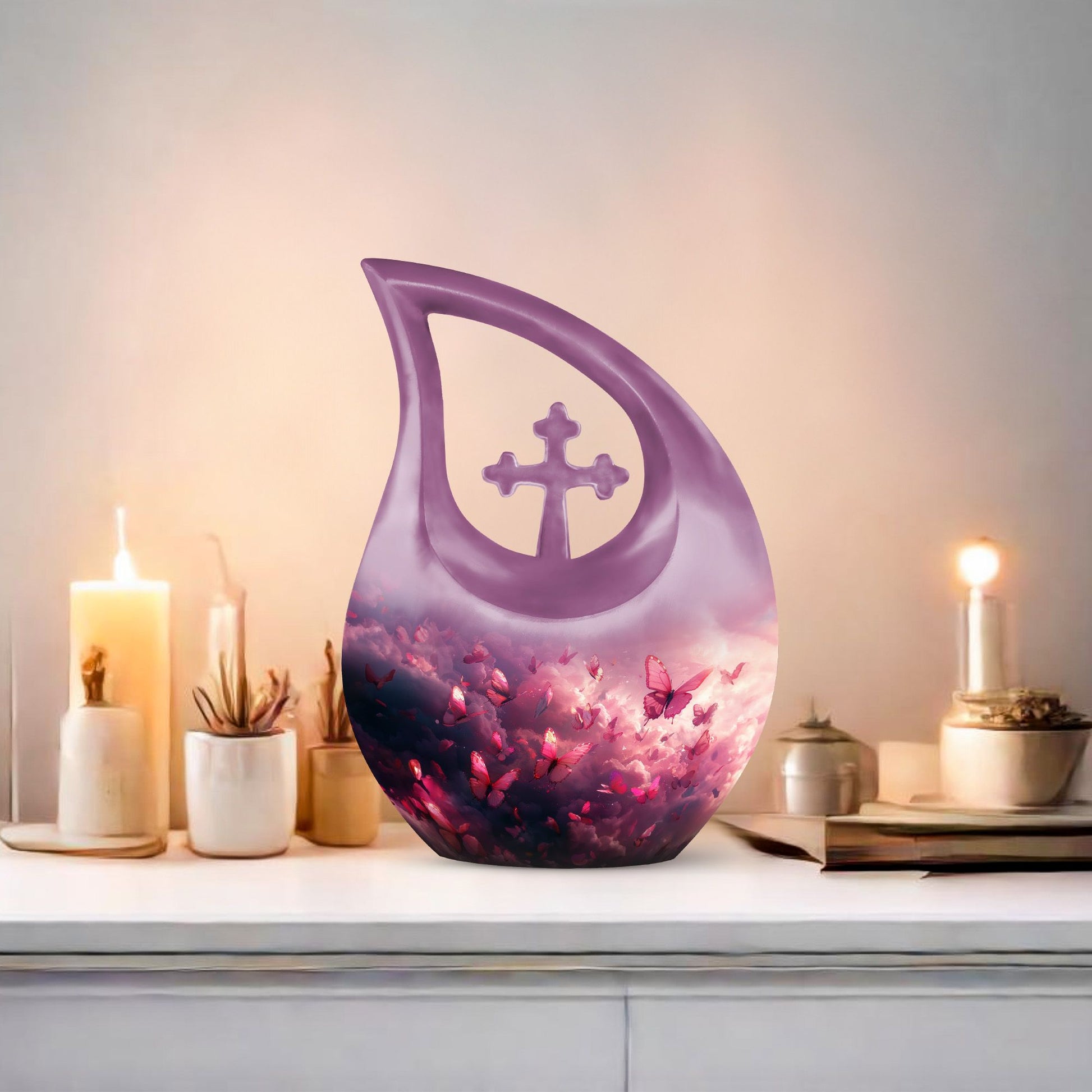 Medium-sized Pink Butterfly Urn