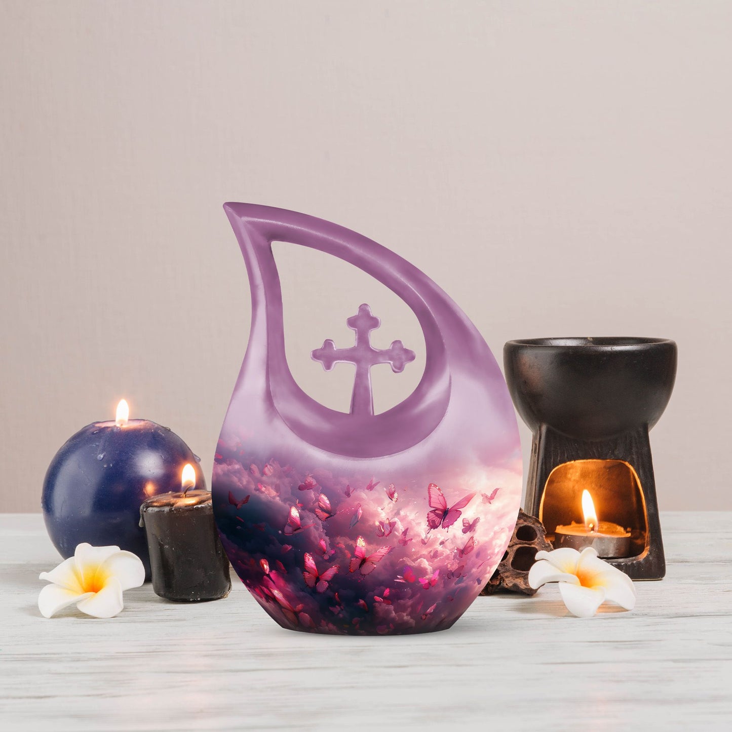 Medium-sized Pink Butterfly Urn