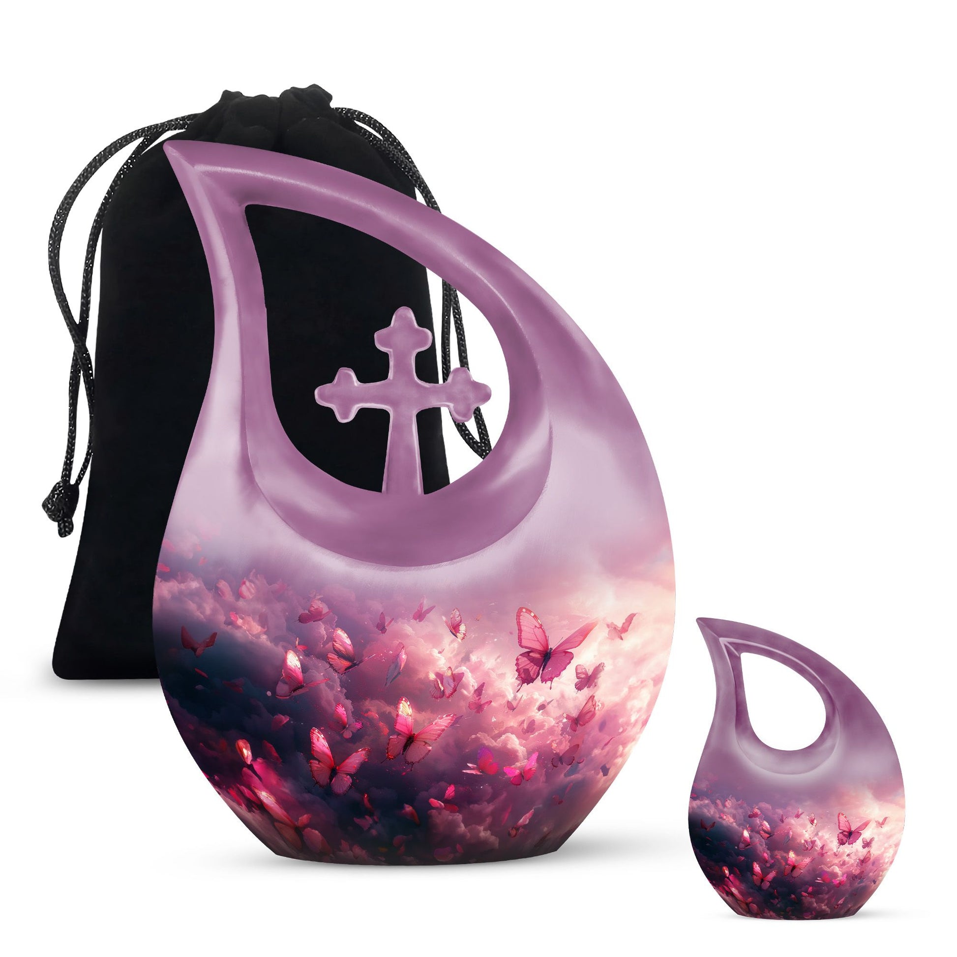 Medium-sized Pink Butterfly Urn
