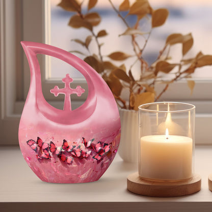 Pink Butterfly Urn
