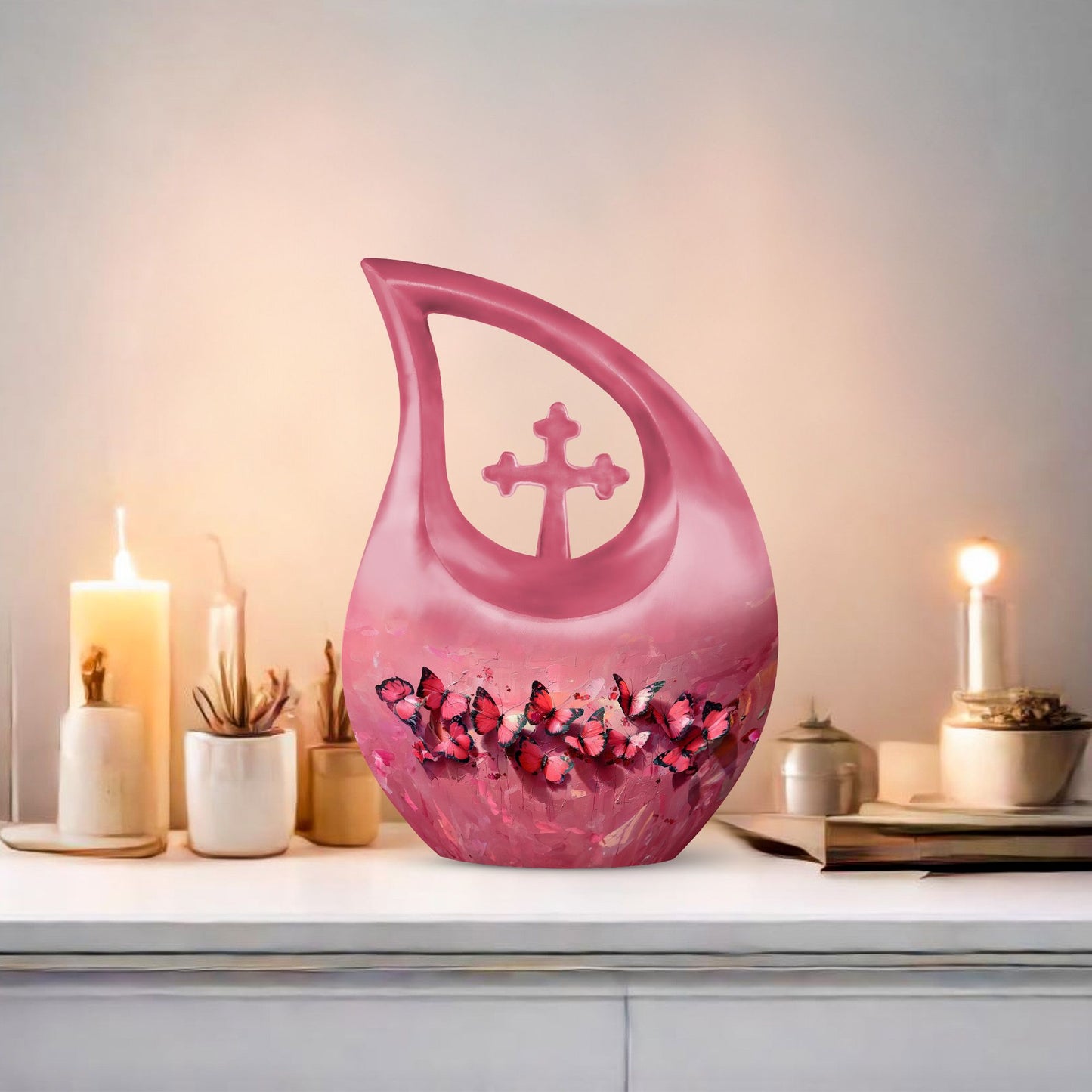 Pink Butterfly Urn