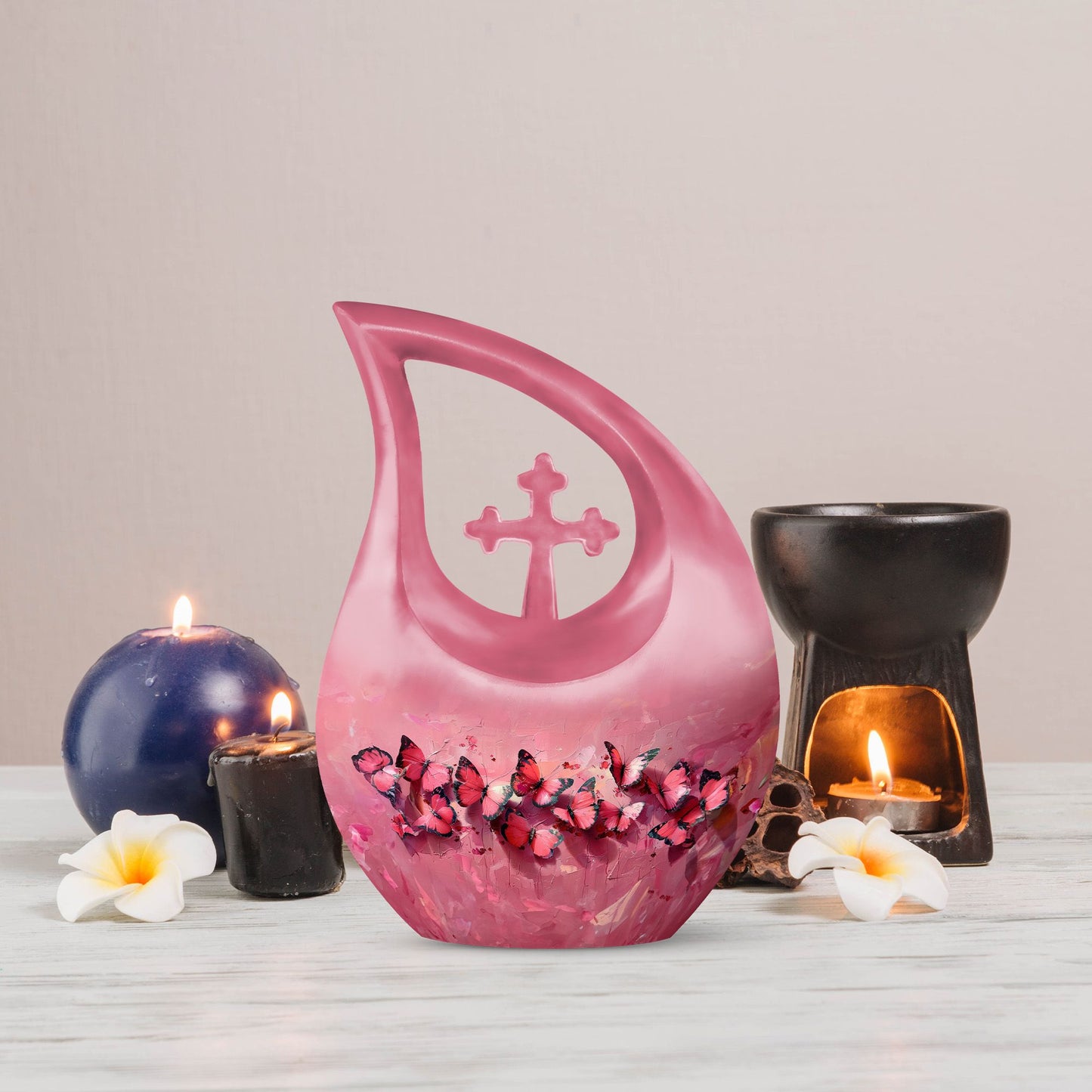 Pink Butterfly Urn