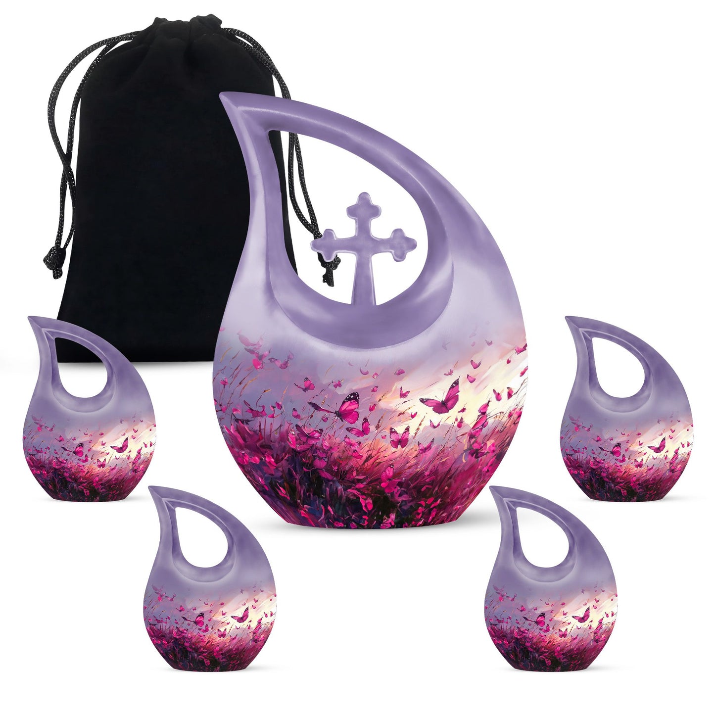 Pink Butterfly Memorial Urn