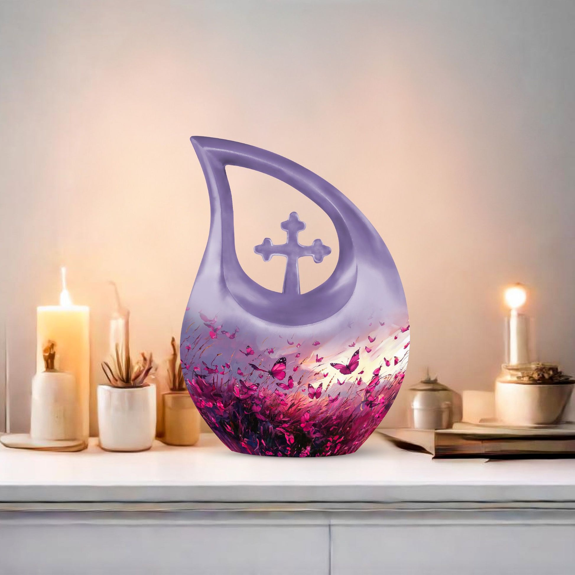 Pink Butterfly Memorial Urn