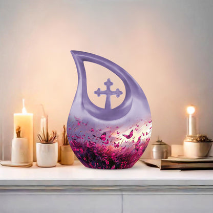 Pink Butterfly Memorial Urn
