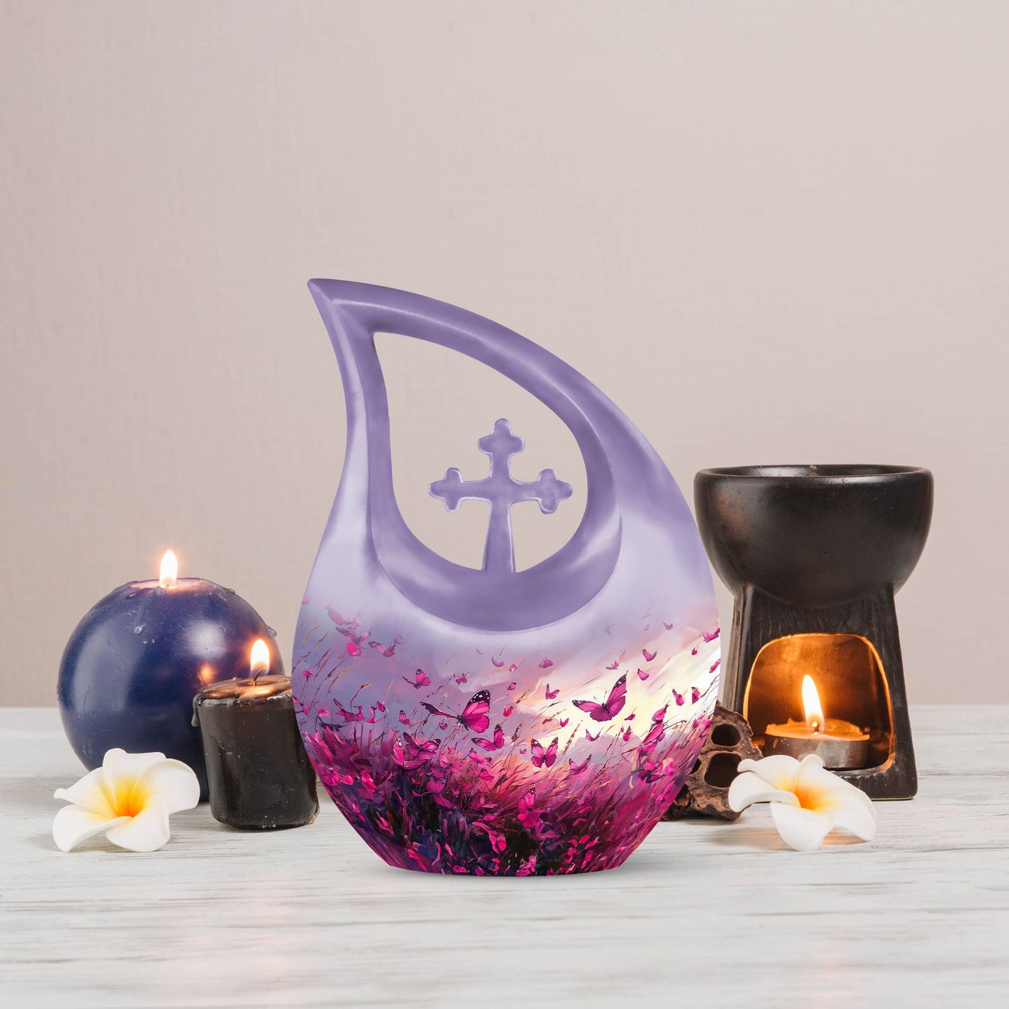 Pink Butterfly Memorial Urn