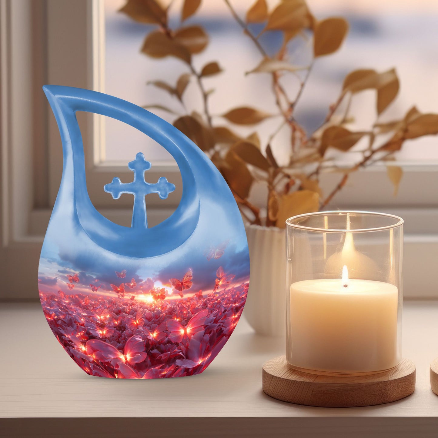 Pink Butterfly Urn