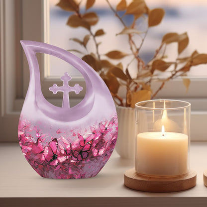 Medium-sized Pink Butterfly Urn