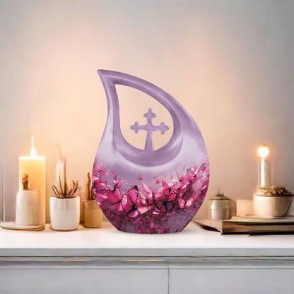 Medium-sized Pink Butterfly Urn