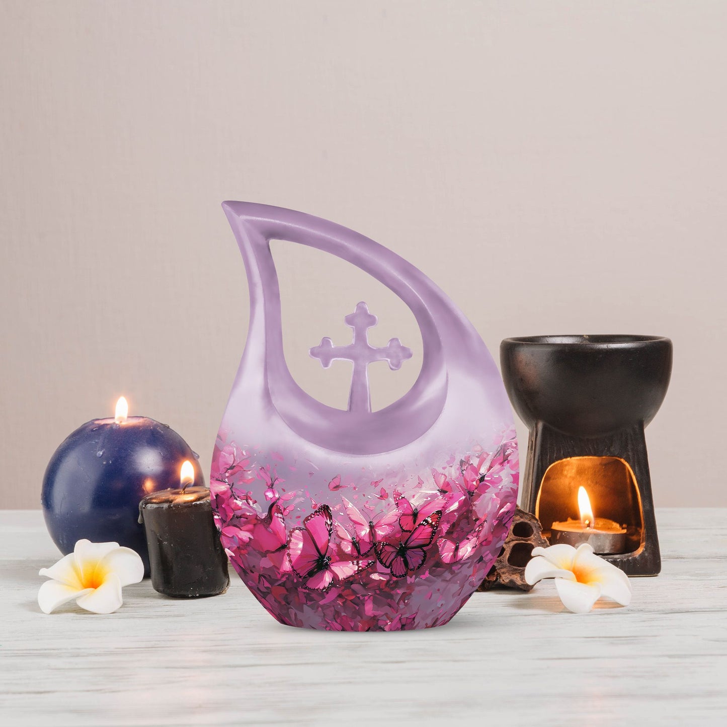 Medium-sized Pink Butterfly Urn
