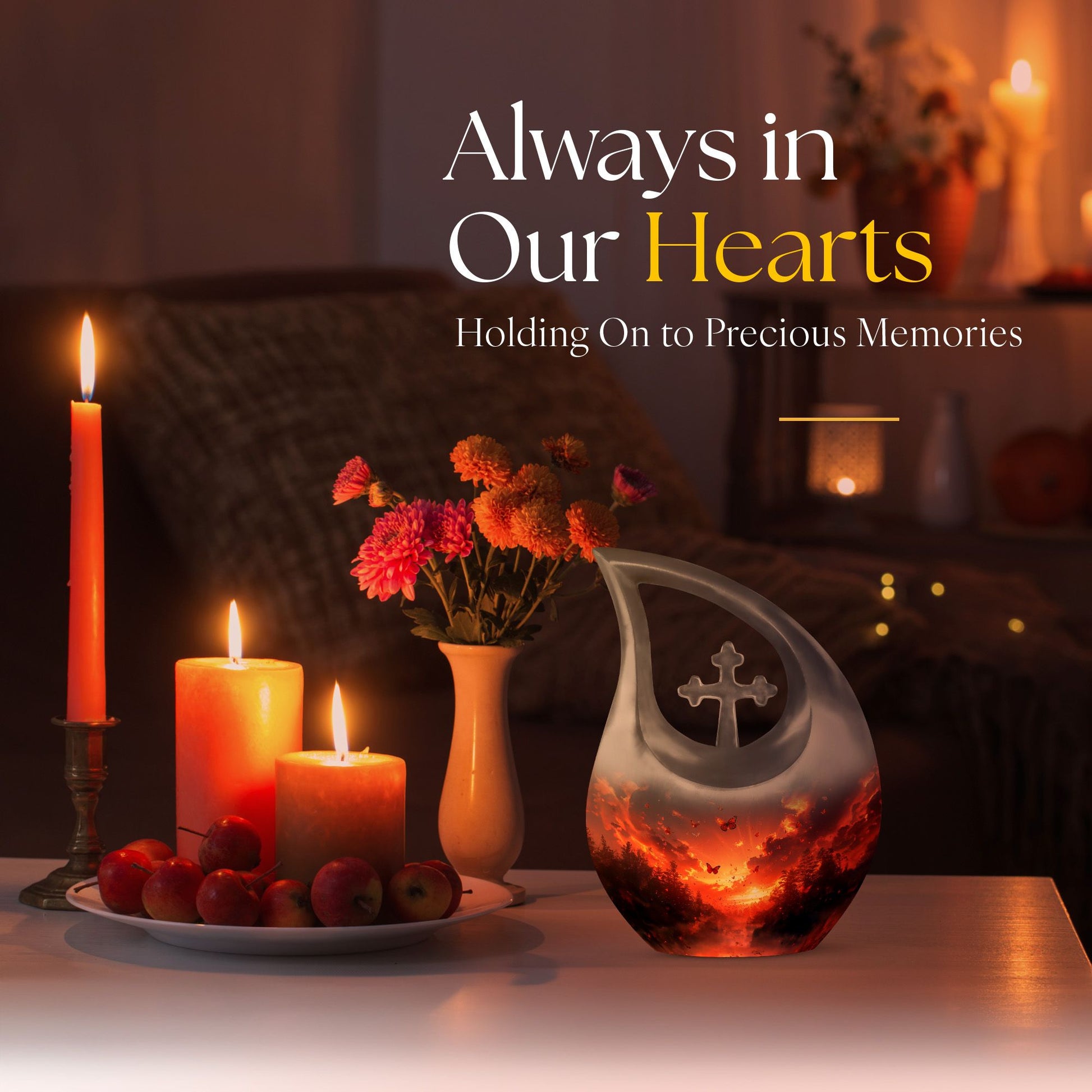 Pink Butterfly Cross Drop Memorial Urn