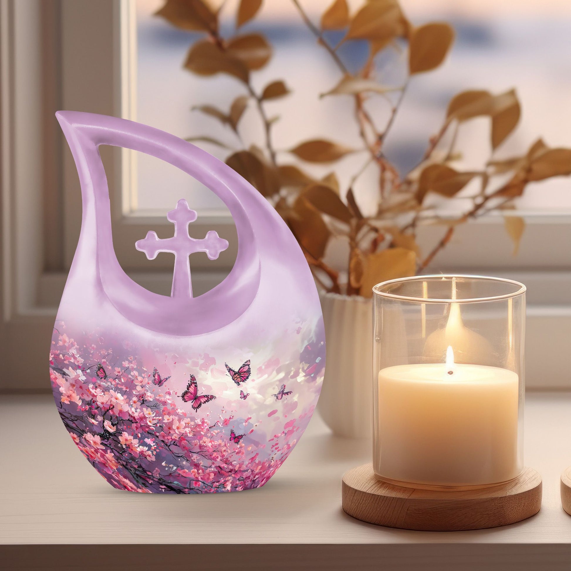 Pink Butterfly Extra Large Urn