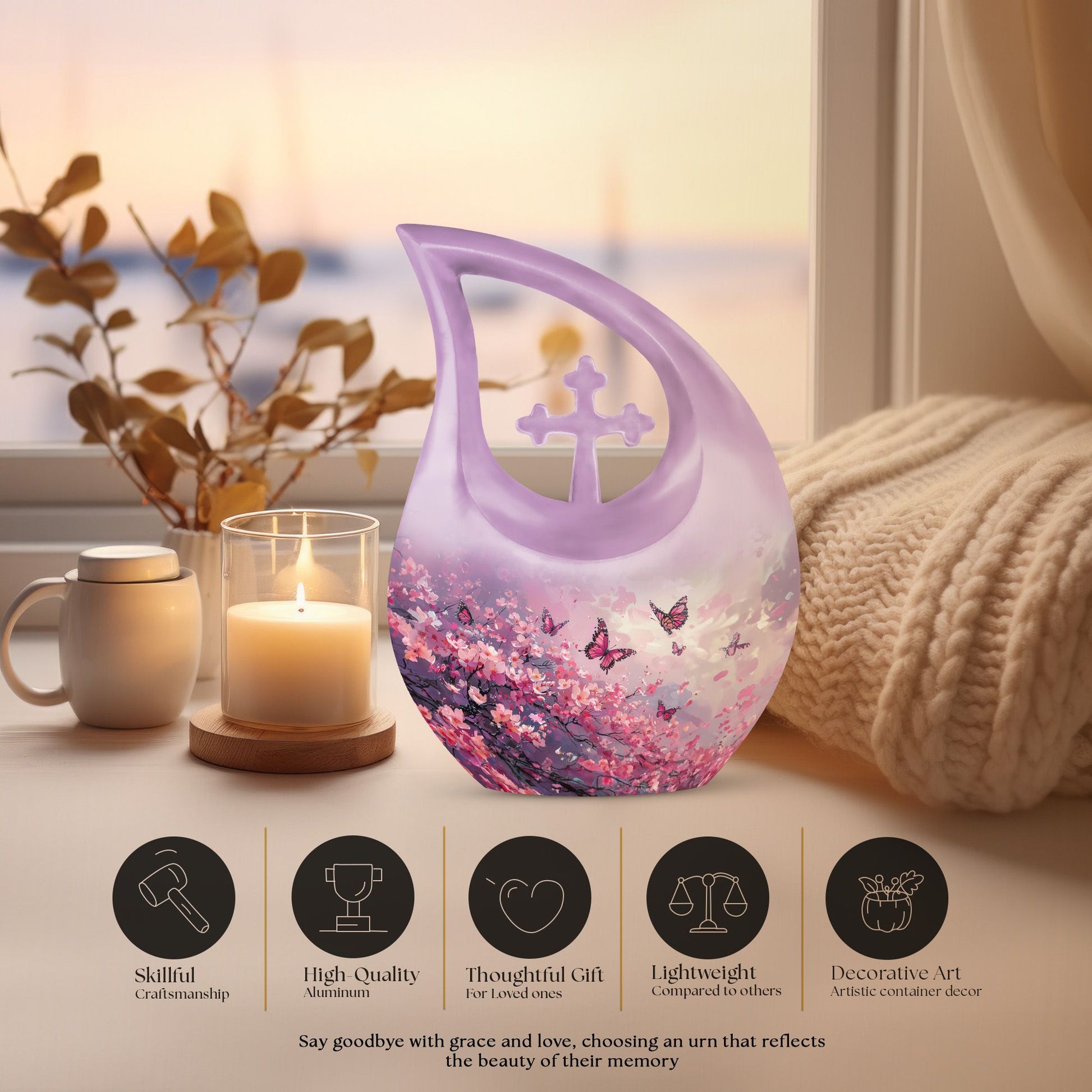 Pink Butterfly Extra Large Urn