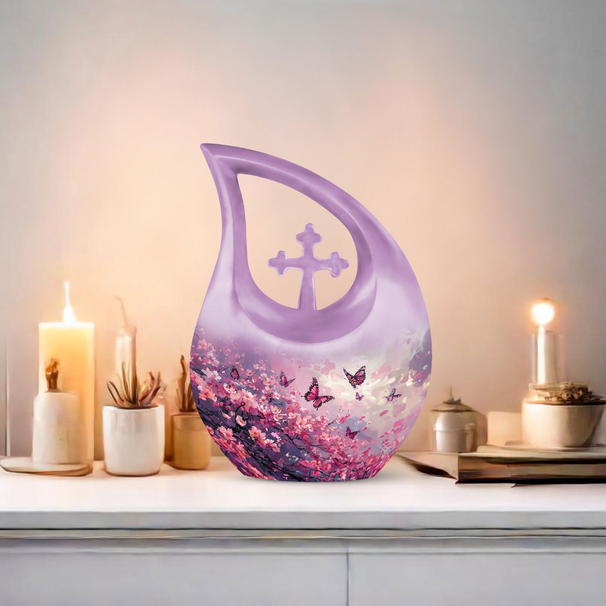 Pink Butterfly Extra Large Urn