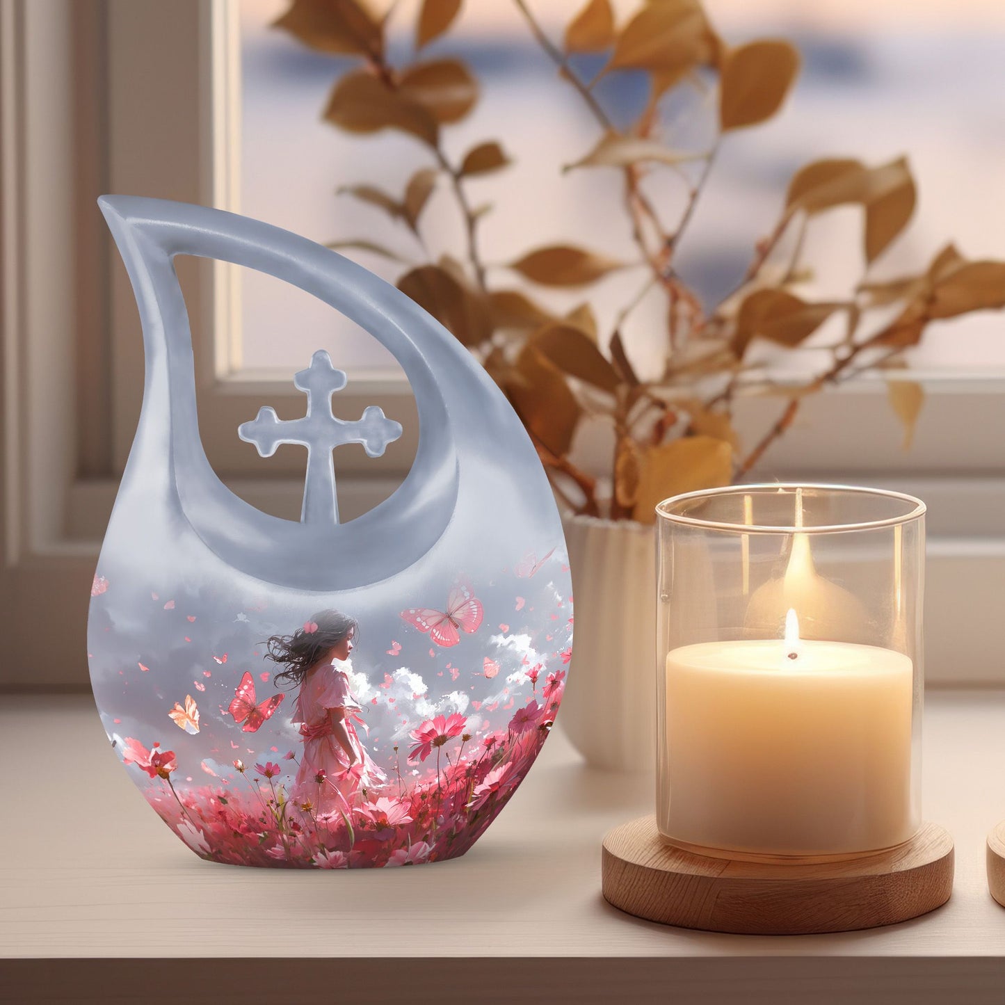 Pink Butterfly Urn