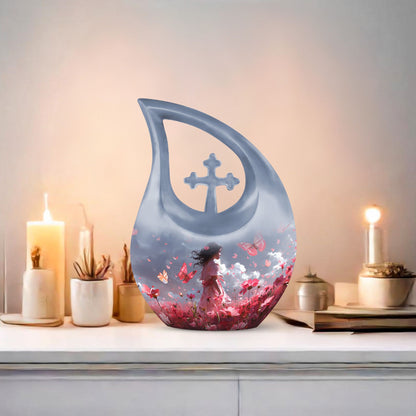 Pink Butterfly Urn