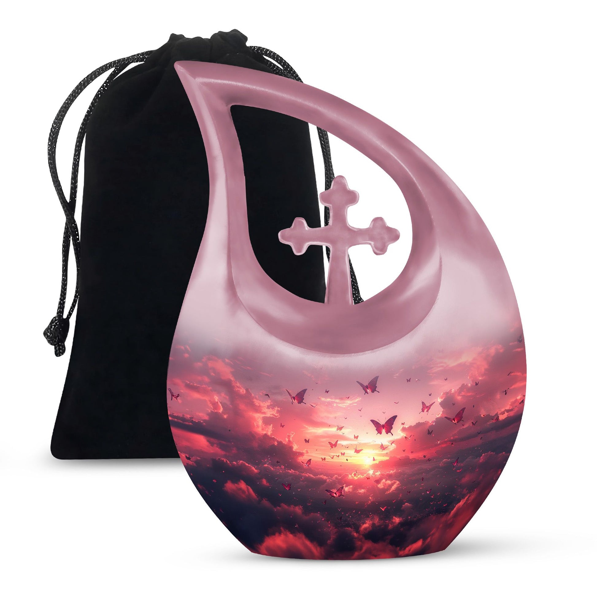 pink butterfly urn