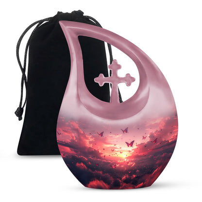 pink butterfly urn