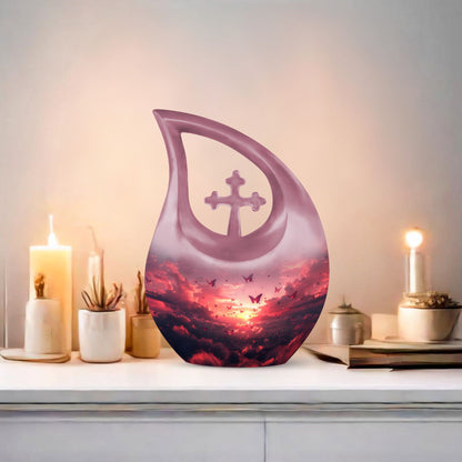 pink butterfly urn
