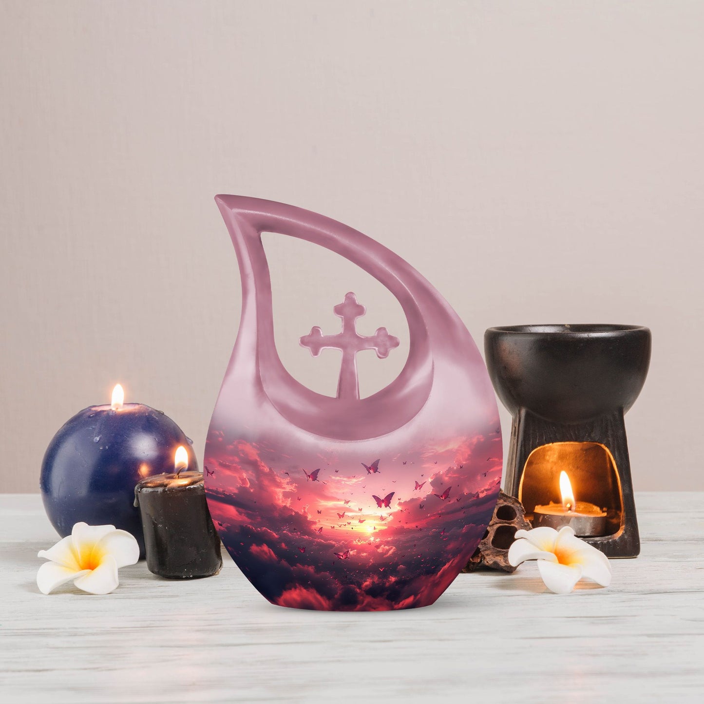 pink butterfly urn