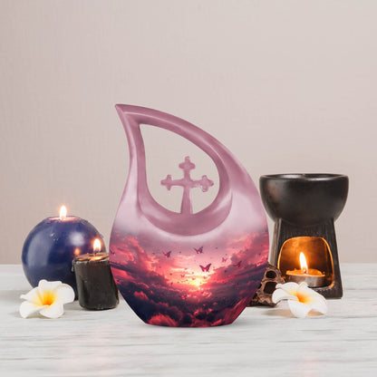 pink butterfly urn